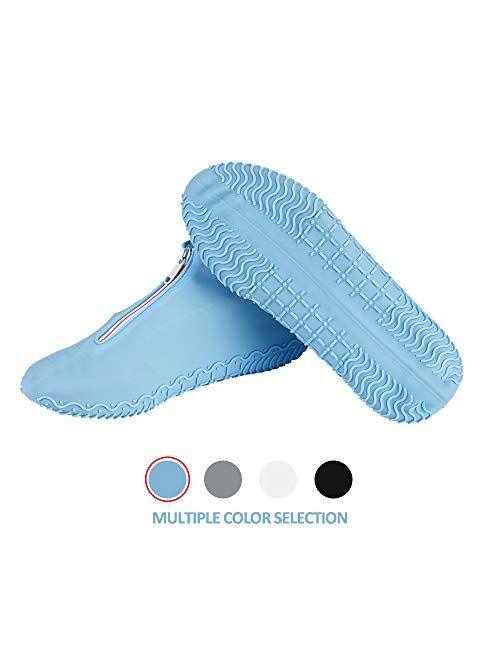 Waterproof Shoe Covers, Reusable Foldable Not-Slip Rain Shoe Covers with Zipper,Shoe Protectors Overshoes Rain Galoshes for Men and Women