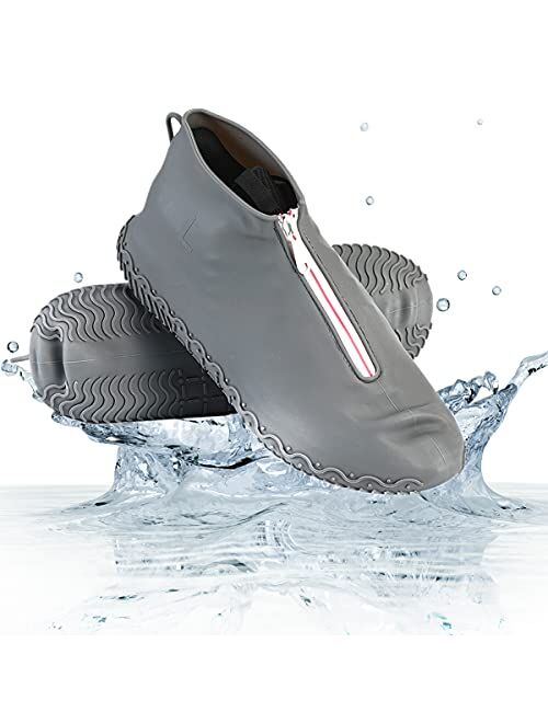 Waterproof Shoe Covers, Reusable Foldable Not-Slip Rain Shoe Covers with Zipper,Shoe Protectors Overshoes Rain Galoshes for Men and Women