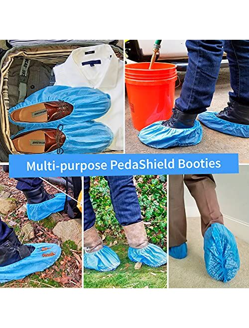 PedaShield Extra Thick SXXL Premium Disposable Boot Shoe Covers | WaterResistant, Non-Slip | 25% MORE DURABLE | One Size Stretchable Up To Men 13, Women 15 | Recyclable B