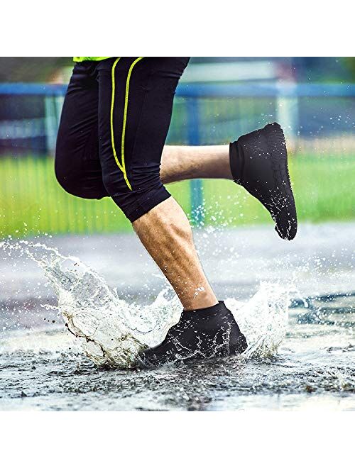 Shiwely Waterproof Shoe Covers, Silicone Reusable Shoe Cover Non-slip Durable Zipper Elastic Rain Cover Protection for Men Women