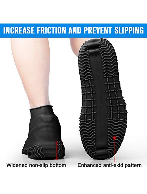 Shiwely Waterproof Shoe Covers, Silicone Reusable Shoe Cover Non-slip Durable Zipper Elastic Rain Cover Protection for Men Women