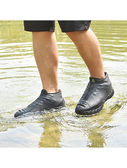 Shiwely Waterproof Shoe Covers, Silicone Reusable Shoe Cover Non-slip Durable Zipper Elastic Rain Cover Protection for Men Women