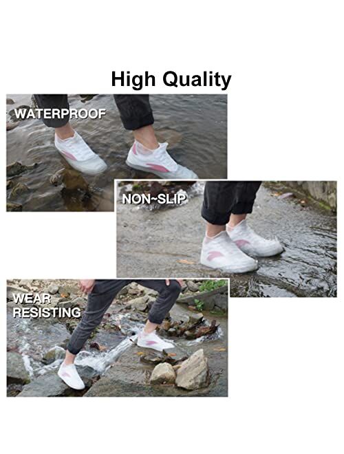 VBoo Waterproof Shoe Covers, Non-Slip Water Resistant Overshoes Silicone Rubber Rain Shoe Cover Protectors for Kids, Men, Women