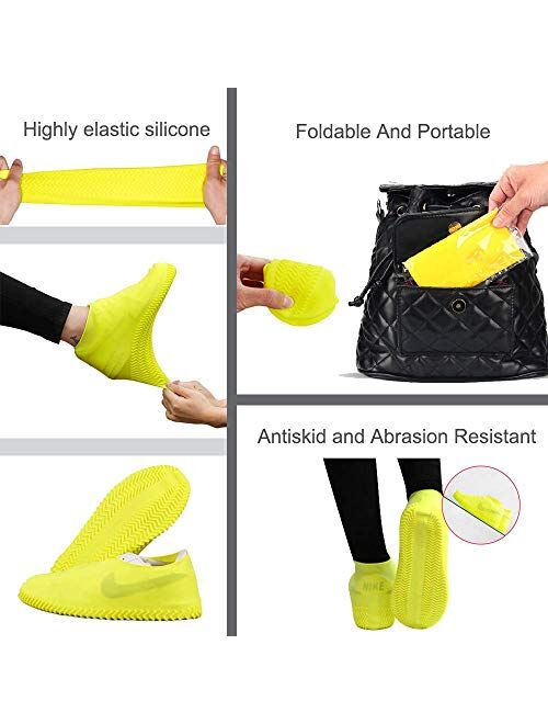 VBoo Waterproof Shoe Covers, Non-Slip Water Resistant Overshoes Silicone Rubber Rain Shoe Cover Protectors for Kids, Men, Women