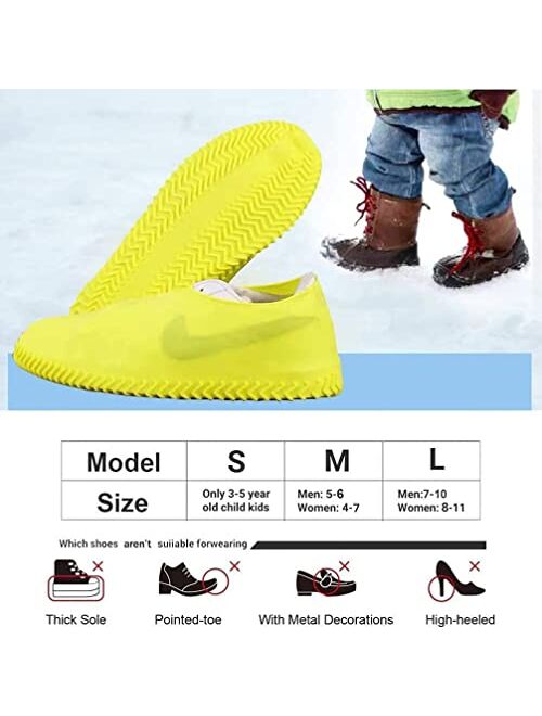 VBoo Waterproof Shoe Covers, Non-Slip Water Resistant Overshoes Silicone Rubber Rain Shoe Cover Protectors for Kids, Men, Women