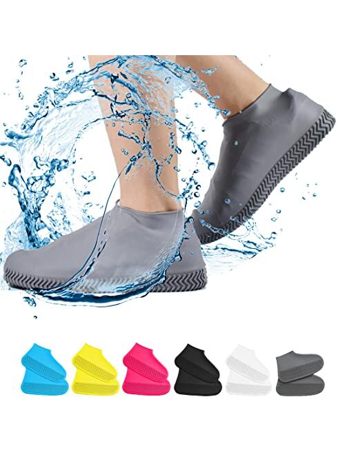 VBoo Waterproof Shoe Covers, Non-Slip Water Resistant Overshoes Silicone Rubber Rain Shoe Cover Protectors for Kids, Men, Women