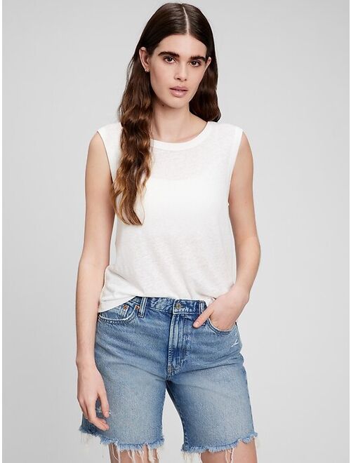 Gap Linen Blend Muscle Sleeveless T-Shirt