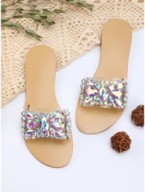 Buy Shein Clear Rhinestone Decor Slide Sandals Online Topofstyle