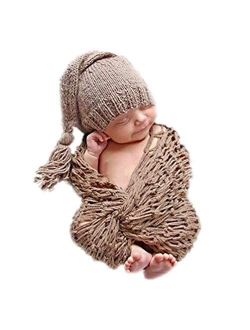 Vedory Newborn Baby Photography Props Boy Girls Photo Shoot Props Outfits Crochet Knitted Costume Unisex Cute Infant Hat Pants