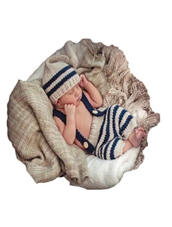 Vedory Newborn Baby Photography Props Boy Girls Photo Shoot Props Outfits Crochet Knitted Costume Unisex Cute Infant Hat Pants