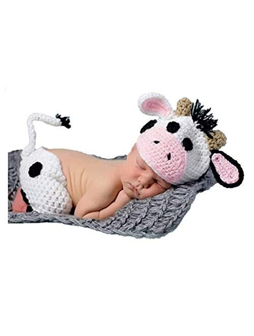 Vedory Newborn Baby Photography Props Boy Girls Photo Shoot Props Outfits Crochet Knitted Costume Unisex Cute Infant Hat Pants