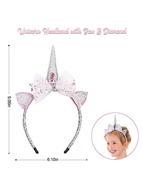 Meland M Princess Dress Up - Unicorn Girls Costumes with Purse,Hair Accessories,Princess Unicorn Gift for Girls 3,4,5,6 Years