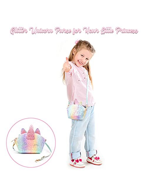 Meland M Princess Dress Up - Unicorn Girls Costumes with Purse,Hair Accessories,Princess Unicorn Gift for Girls 3,4,5,6 Years