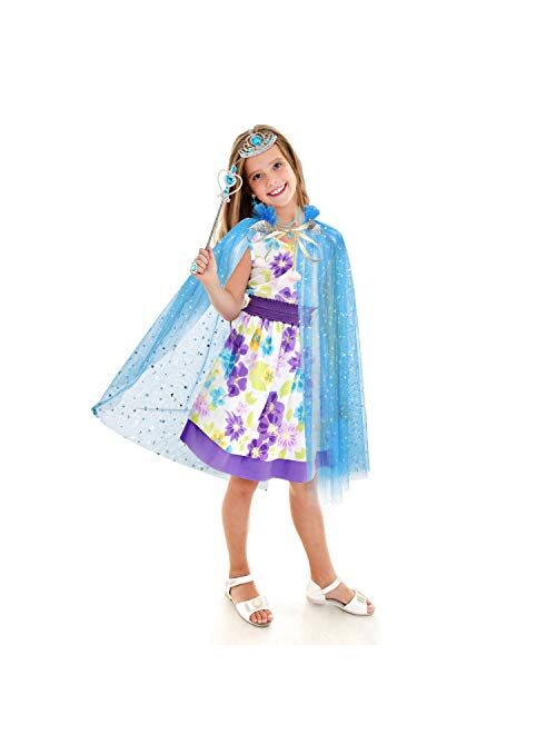 Fedio Princess Cape Set 7 Pieces Girls Princess Cloak with Tiara Crown, Wand for Little Girls Dress up