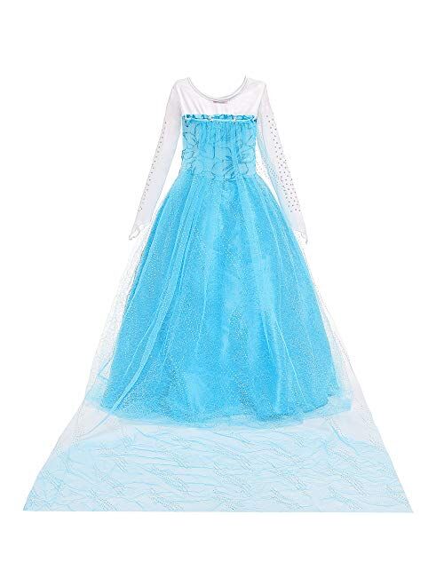 BanKids Princess Costume Birthday Party Dress Up for Little Girls with Wig,Crown,Wand,Gloves Accessories 3-10 Years