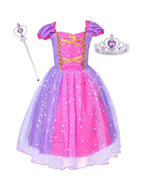 Suyye Princess Dress Costume for Little Girl Baby Shining Birthday Dress