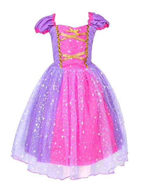 Suyye Princess Dress Costume for Little Girl Baby Shining Birthday Dress