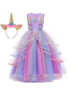 YOJOJOCO Princess Unicorn Dress Up for Little Girls Birthday Dresses Party Unicorn Costumes Halloween