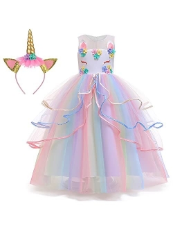 YOJOJOCO Princess Unicorn Dress Up for Little Girls Birthday Dresses Party Unicorn Costumes Halloween