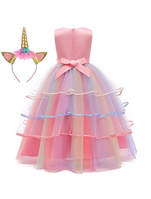 YOJOJOCO Princess Unicorn Dress Up for Little Girls Birthday Dresses Party Unicorn Costumes Halloween