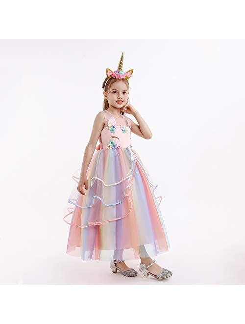 YOJOJOCO Princess Unicorn Dress Up for Little Girls Birthday Dresses Party Unicorn Costumes Halloween