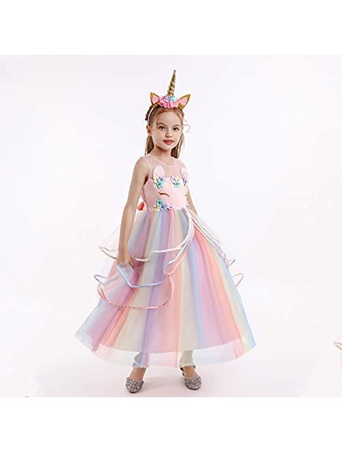 YOJOJOCO Princess Unicorn Dress Up for Little Girls Birthday Dresses Party Unicorn Costumes Halloween