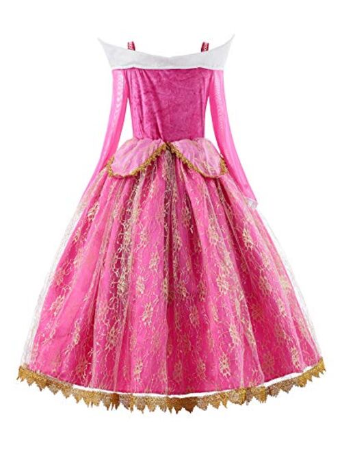 JerrisApparel Girls Pink Princess Costume Halloween Cosplay Party Dress up