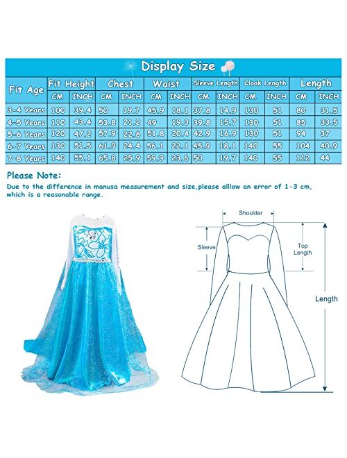 guest dream Princess Costume for Girls Toddler Princess Dresses Up Party Halloween Christmas Cosplay with Accessories