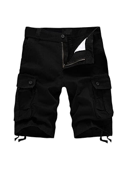 aihihe Black Mens Outdoor Shorts Big and Tall Relaxed Fit Casual Outdoor Stretchy Lightweight Short with Multi Pockets