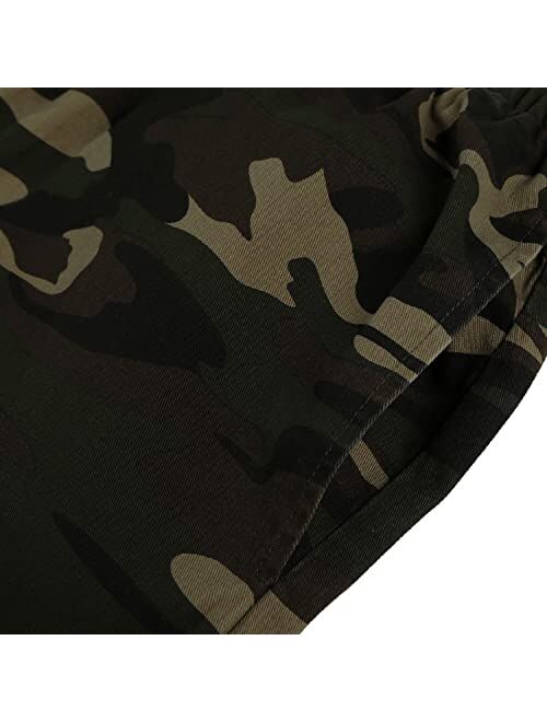 Yerllda Gallery Dept Shorts Men's Retro Camo Cargo Shorts High Street Elastic Jogger Gym Active Shorts Sweatpants with Pockets