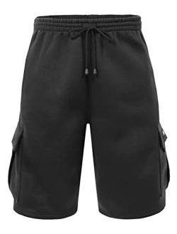 Renegade Sportswear Big Men's Elastic Waist Fleece Cargo Shorts