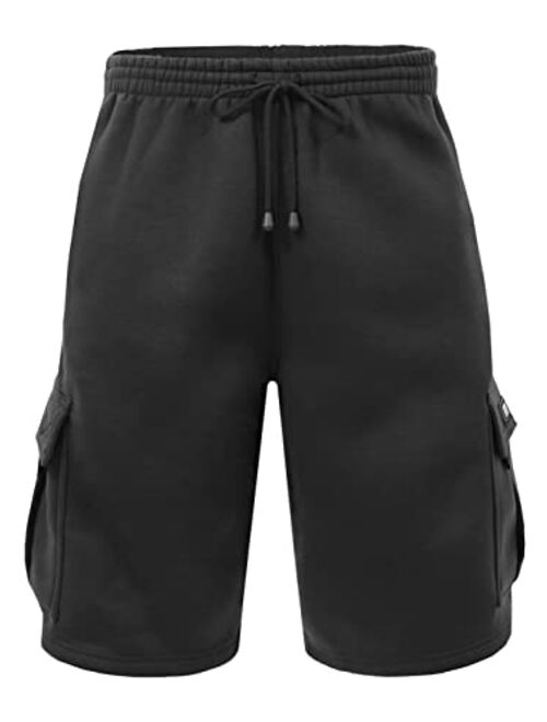 Renegade Sportswear Big Men's Elastic Waist Fleece Cargo Shorts