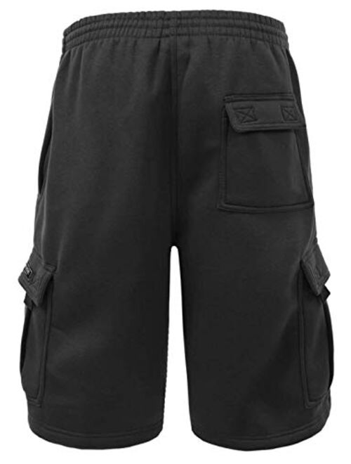 Renegade Sportswear Big Men's Elastic Waist Fleece Cargo Shorts