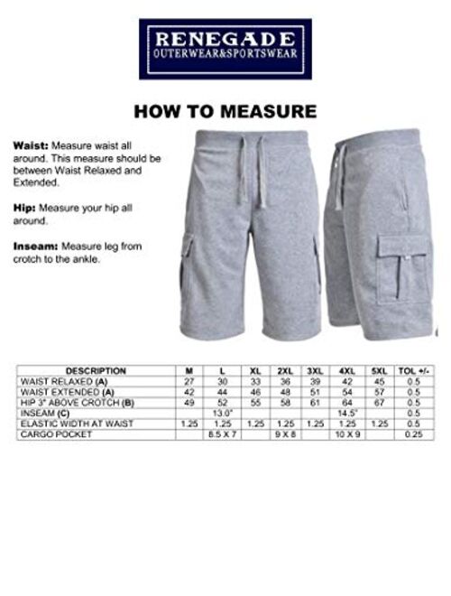 Renegade Sportswear Big Men's Elastic Waist Fleece Cargo Shorts