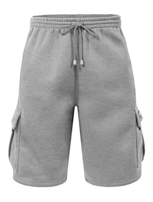 Renegade Sportswear Big Men's Elastic Waist Fleece Cargo Shorts