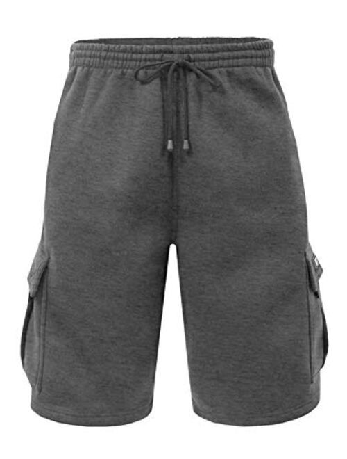 Renegade Sportswear Big Men's Elastic Waist Fleece Cargo Shorts