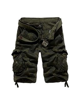 NXYJD Men's Summer Casual Loose Camouflage Printed Overalls Shorts Outdoor Multi-Pocket Military Sports Pants