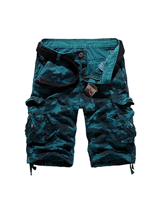 NXYJD Men's Summer Casual Loose Camouflage Printed Overalls Shorts Outdoor Multi-Pocket Military Sports Pants