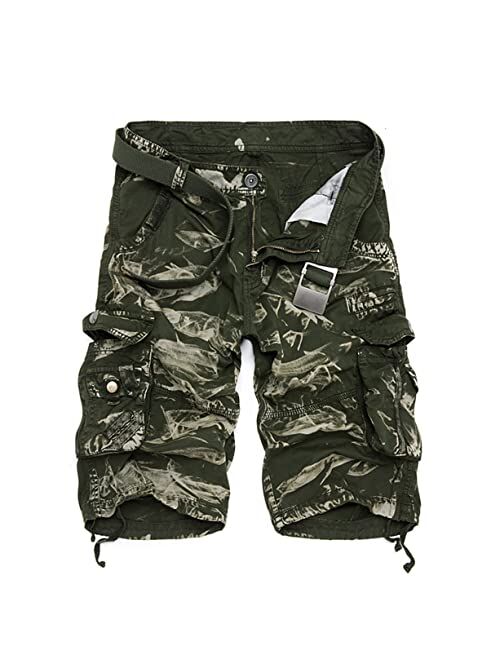 NXYJD Men's Summer Casual Loose Camouflage Printed Overalls Shorts Outdoor Multi-Pocket Military Sports Pants