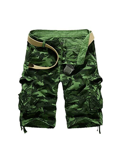 NXYJD Men's Summer Casual Loose Camouflage Printed Overalls Shorts Outdoor Multi-Pocket Military Sports Pants