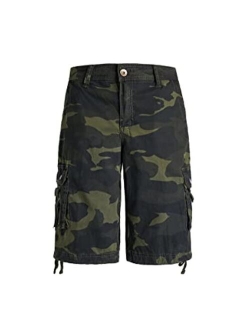 LI HANTON Mens Cargo Short Camo Casual Relaxed Fit Cotton Multi Pocket Outdoor Lightweight Work Shorts