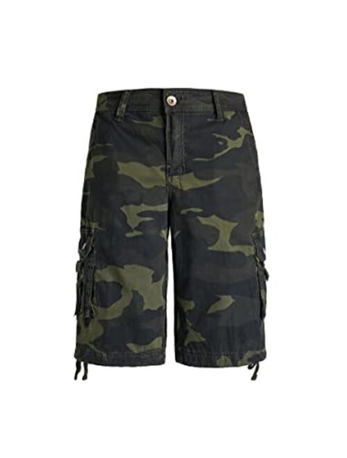 LI HANTON Mens Cargo Short Camo Casual Relaxed Fit Cotton Multi Pocket Outdoor Lightweight Work Shorts