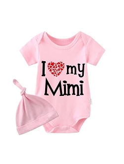 YSCULBUTOL Baby Twins Bodysuit I Love My Mimi Cute Baby Clothes Baby Shower Outfit Baby Girl Christmas Clothes