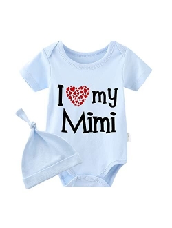 YSCULBUTOL Baby Twins Bodysuit I Love My Mimi Cute Baby Clothes Baby Shower Outfit Baby Girl Christmas Clothes