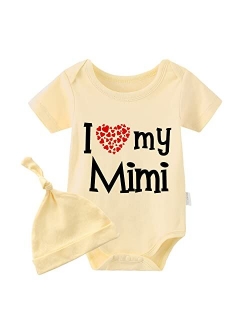 YSCULBUTOL Baby Twins Bodysuit I Love My Mimi Cute Baby Clothes Baby Shower Outfit Baby Girl Christmas Clothes