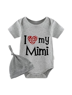 YSCULBUTOL Baby Twins Bodysuit I Love My Mimi Cute Baby Clothes Baby Shower Outfit Baby Girl Christmas Clothes