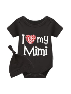 YSCULBUTOL Baby Twins Bodysuit I Love My Mimi Cute Baby Clothes Baby Shower Outfit Baby Girl Christmas Clothes