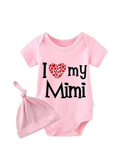 YSCULBUTOL Baby Twins Bodysuit I Love My Mimi Cute Baby Clothes Baby Shower Outfit Baby Girl Christmas Clothes