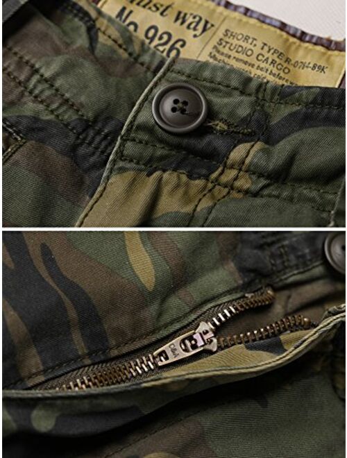 AKARMY Men's Cargo Shorts Relaxed Fit Camo Short Outdoor Multi-Pocket Cotton Work Casual Shorts