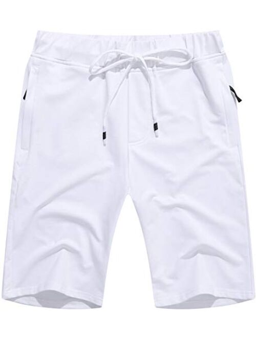 Boisouey Mens Shorts Casual Drawstring Zipper Pockets Elastic Waist